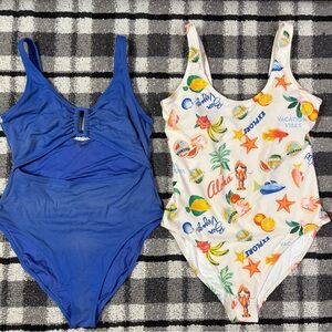 Old Navy Blue and Multicolor One Piece Swimsuits lot
